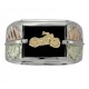 Motoros Ezüst Pecsétgyűrű Onix Drágakővel és Arany Díszítéssel