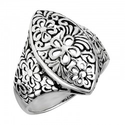 Sterling Ezüst Áttört Virágos Női Gyűrű