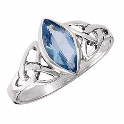 Sterling Ezüst Kelta Női Gyűrű Kék Topázzal